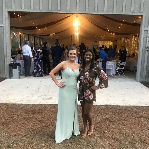 Azalea Bridesmaid dress in the color dusty sage - Picture 1 of 4